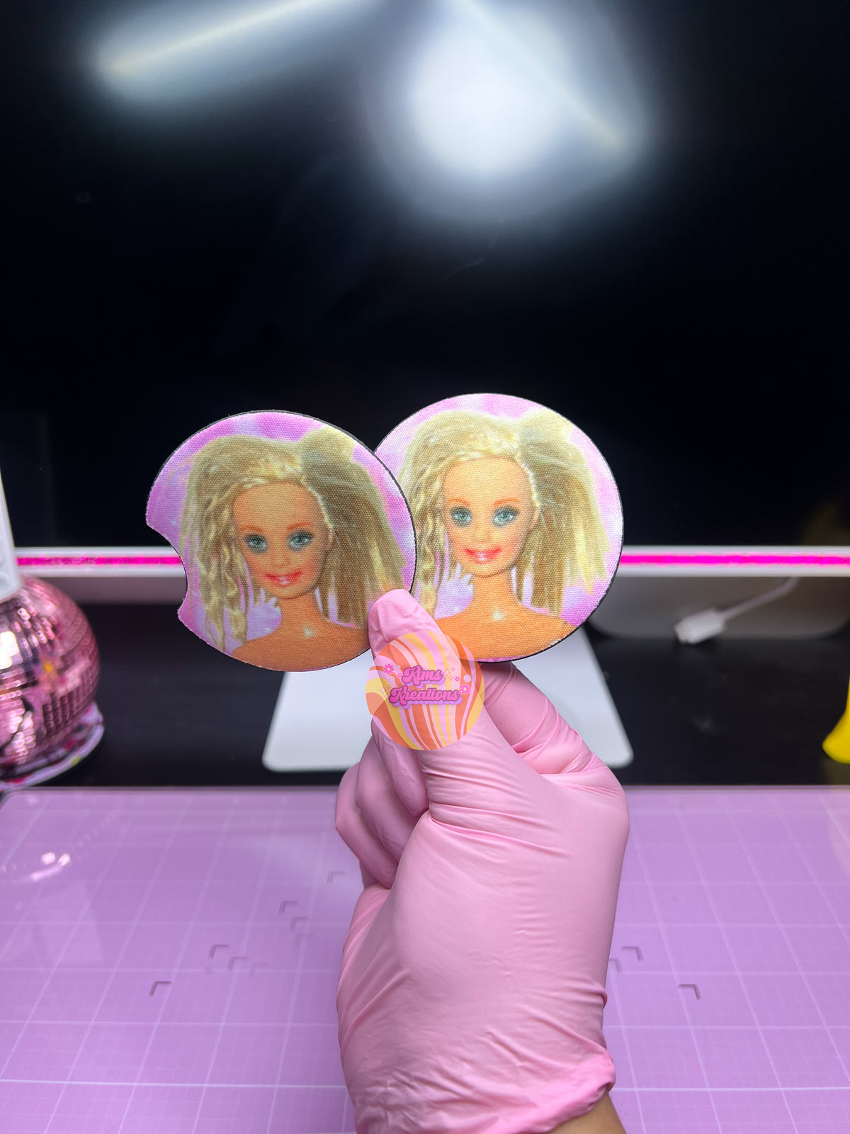 Tired Barb car coasters
