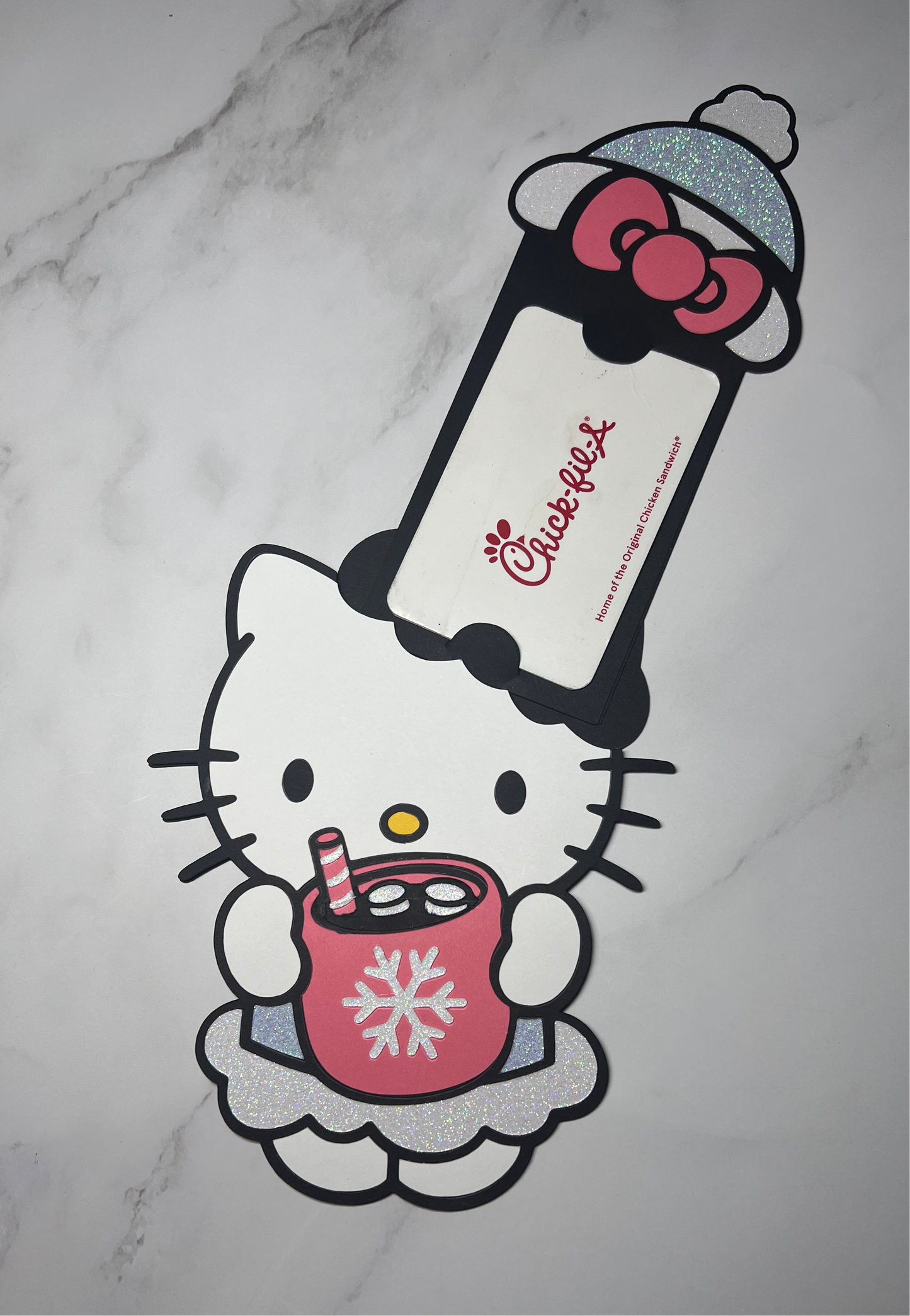 Glitter HK hot cocoa money/card holder🩵