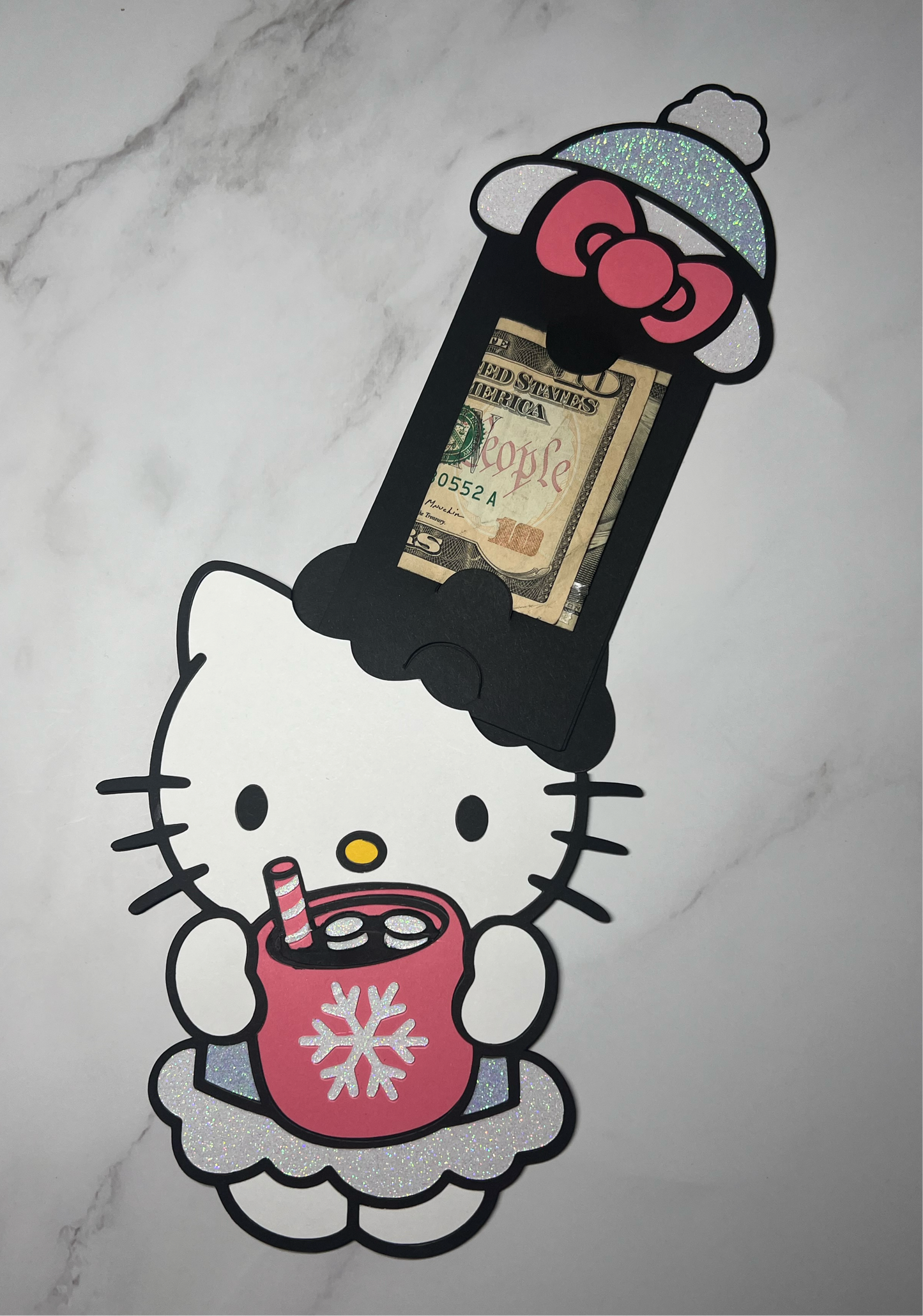 Glitter HK hot cocoa money/card holder🩵