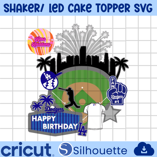 LA Baseball cake topper file